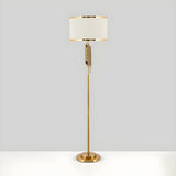 Luxurious Drum Shade Gold Metal LED Floor Lamp Image - 7