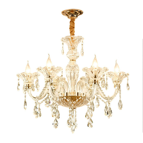 Luxurious Elegant Floral Clear Crystal Candle Chandelier Image - 2