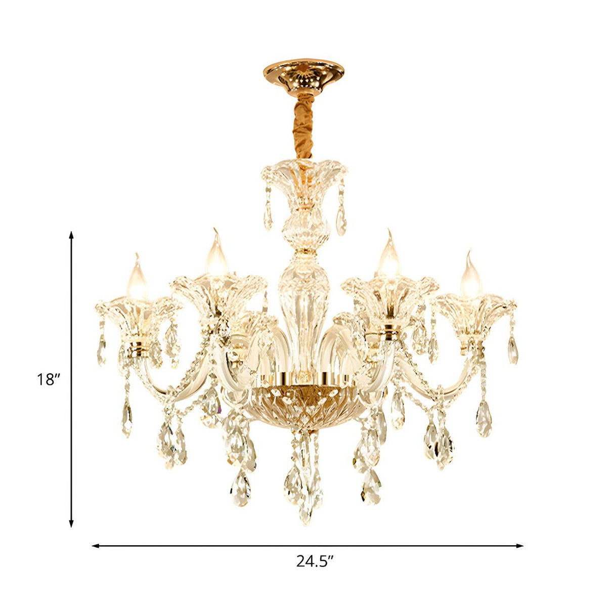 Luxurious Elegant Floral Clear Crystal Candle Chandelier Image - 4