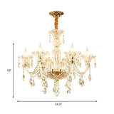 Luxurious Elegant Floral Clear Crystal Candle Chandelier Image - 4