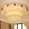 Luxurious Gold 2-Tier Crystal LED Flush Mount Light Image - 1