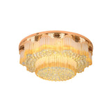 Luxurious Gold 2-Tier Crystal LED Flush Mount Light Image - 3