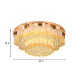 Luxurious Gold 2-Tier Crystal LED Flush Mount Light Image - 4