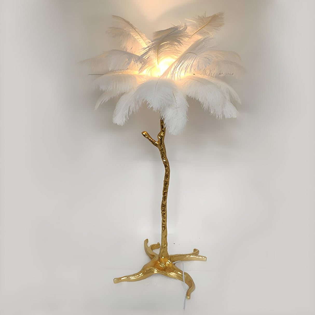 Luxurious Gold Branch Base and Feather Floor Lamp Image - 9