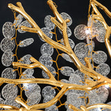 Luxurious Gold Branching Clear Crystal Leaf Chandelier Image - 15