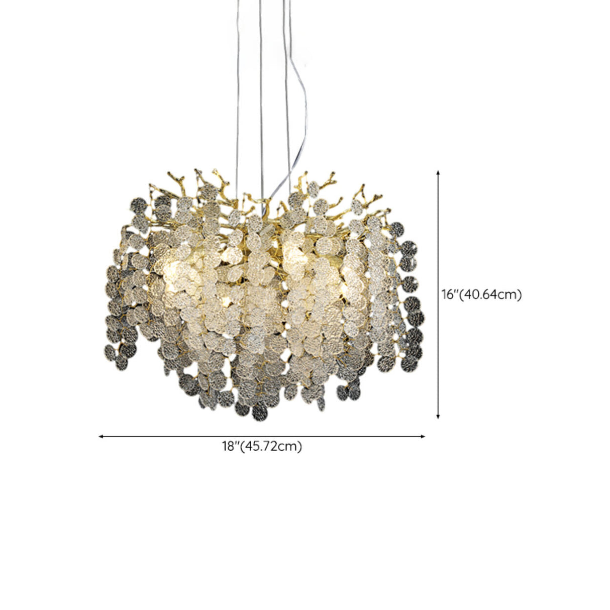 Luxurious Gold Branching Clear Crystal Leaf Chandelier 