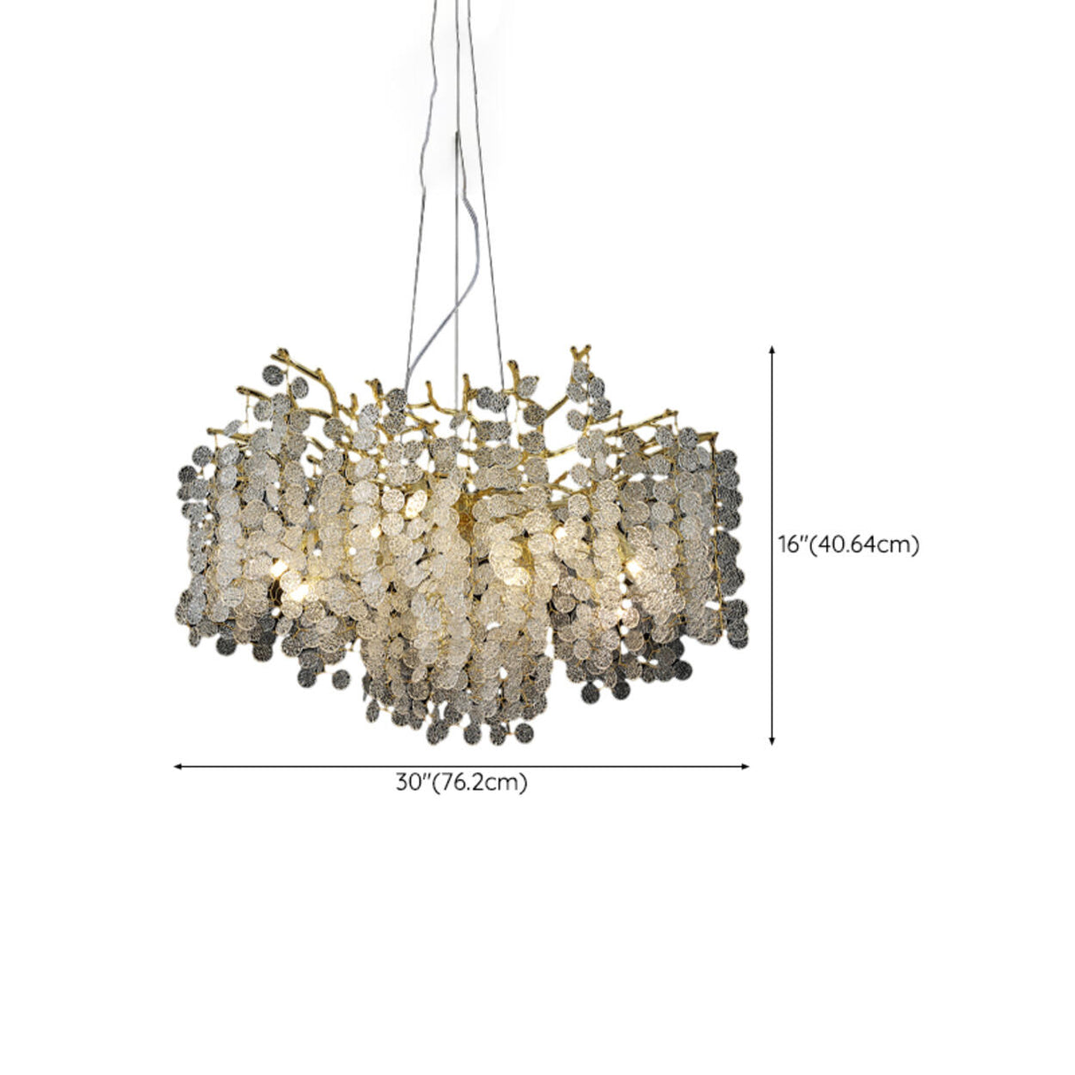 Luxurious Gold Branching Clear Crystal Leaf Chandelier Image - 18