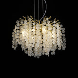 Luxurious Gold Branching Clear Crystal Leaf Chandelier Image - 2