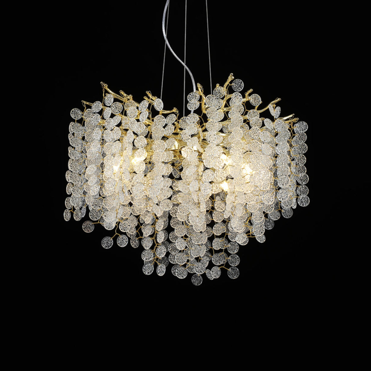 Luxurious Gold Branching Clear Crystal Leaf Chandelier Image - 3