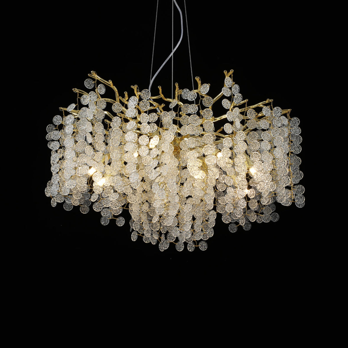 Luxurious Gold Branching Clear Crystal Leaf Chandelier Image - 5