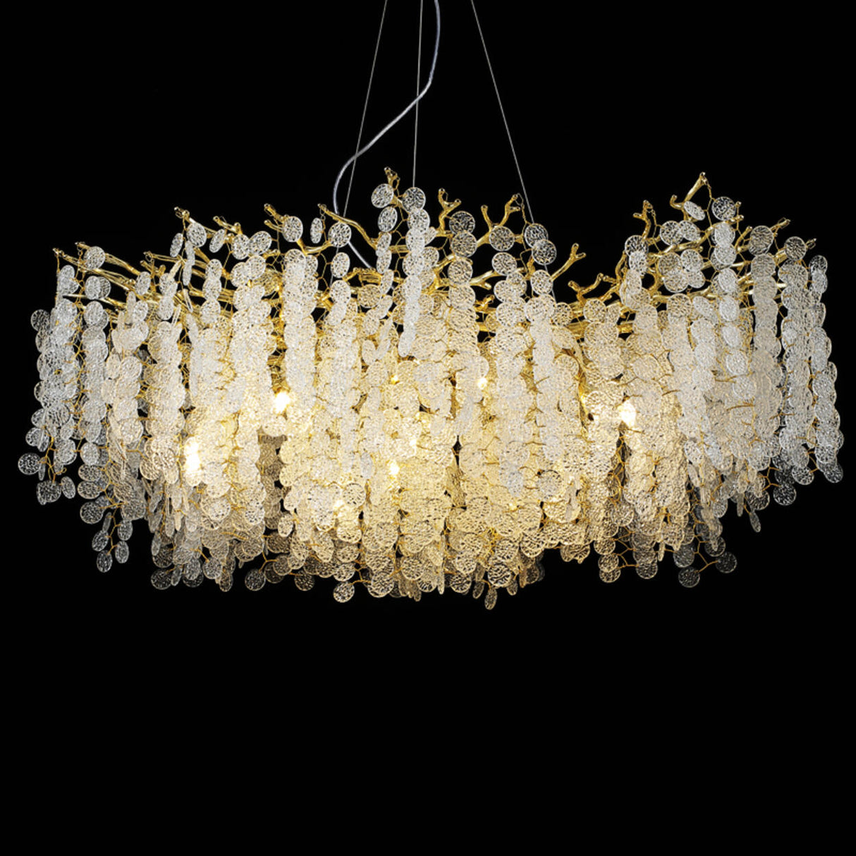 Luxurious Gold Branching Clear Crystal Leaf Chandelier Image - 7