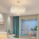 Luxurious Gold Branching Clear Crystal Leaf Chandelier Image - 8