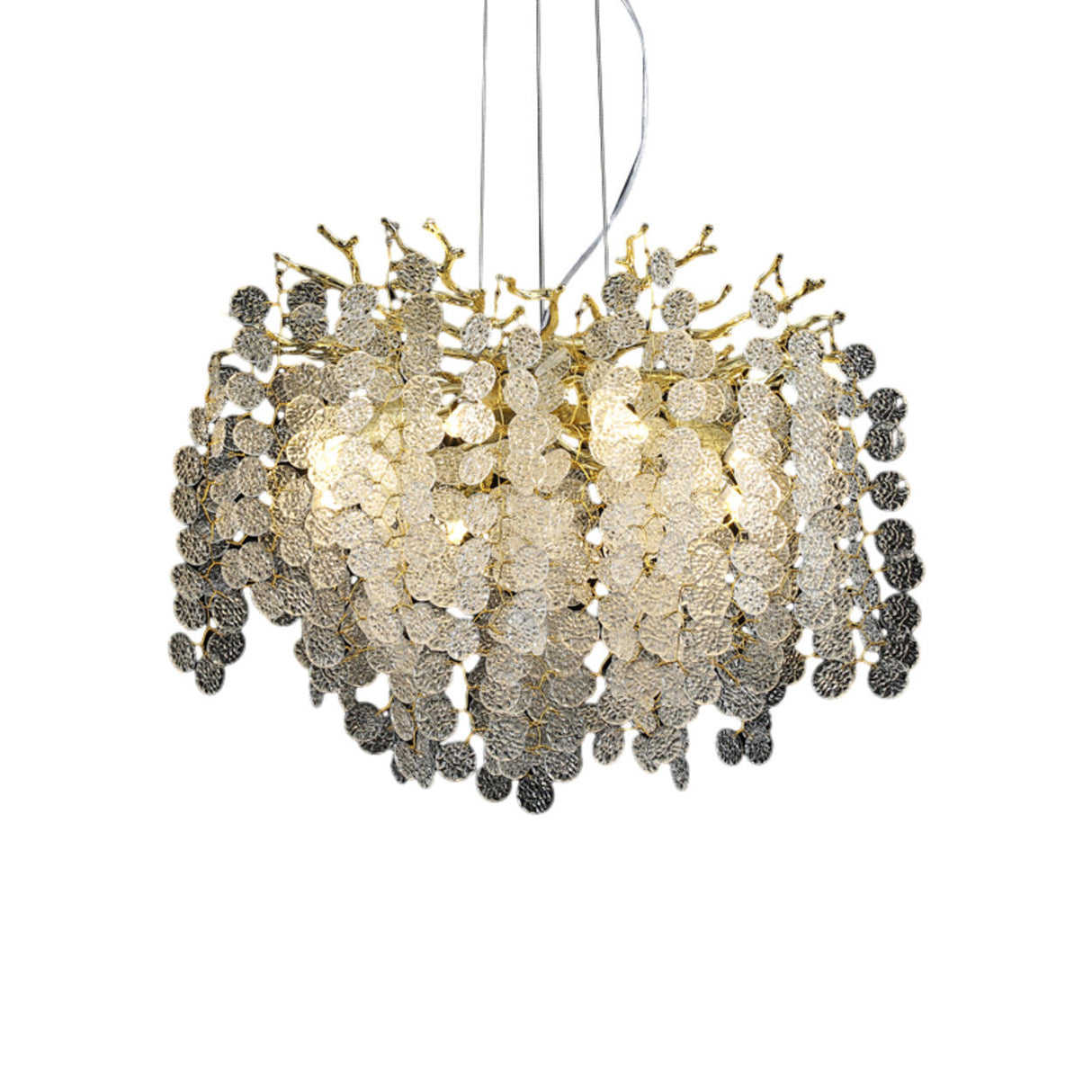 Luxurious Gold Branching Clear Crystal Leaf Chandelier Image - 9