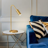 Luxurious Gold Column Shade Round Base Brass Table Lamp Image - 3