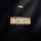 Luxurious Gold Crystal Adjustable Height Chandelier Image - 10