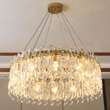 Luxurious Gold Crystal Adjustable Height Chandelier Image - 12