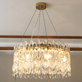 Luxurious Gold Crystal Adjustable Height Chandelier Image - 13