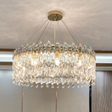 Luxurious Gold Crystal Adjustable Height Chandelier Image - 16