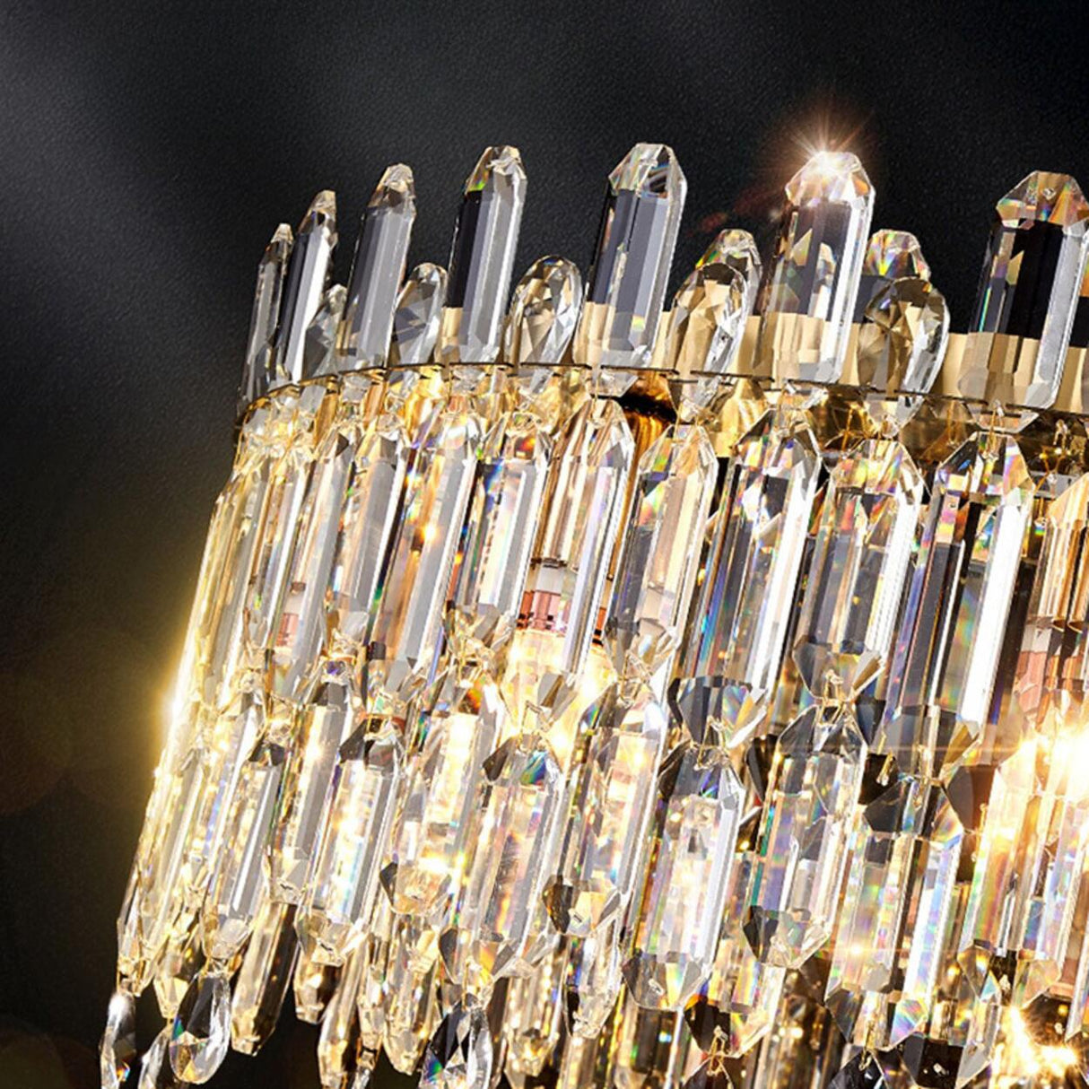 Luxurious Gold Crystal Adjustable Height Chandelier Image - 17