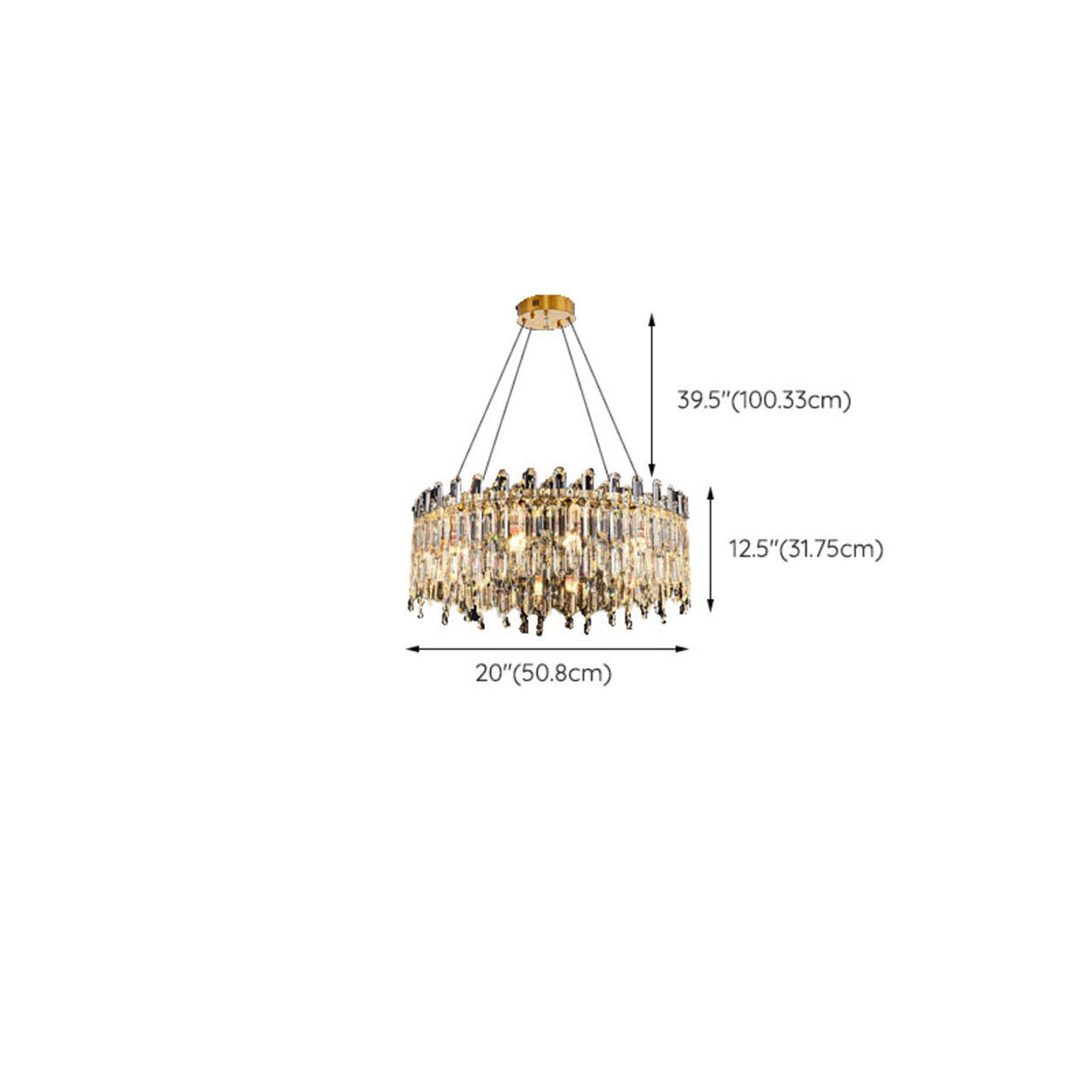 Luxurious Gold Crystal Adjustable Height Chandelier 