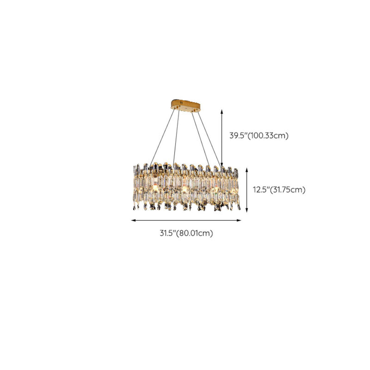 Luxurious Gold Crystal Adjustable Height Chandelier Image - 23