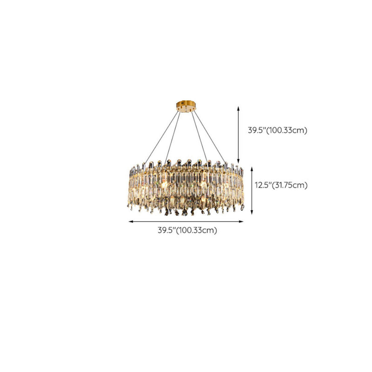 Luxurious Gold Crystal Adjustable Height Chandelier Image - 24