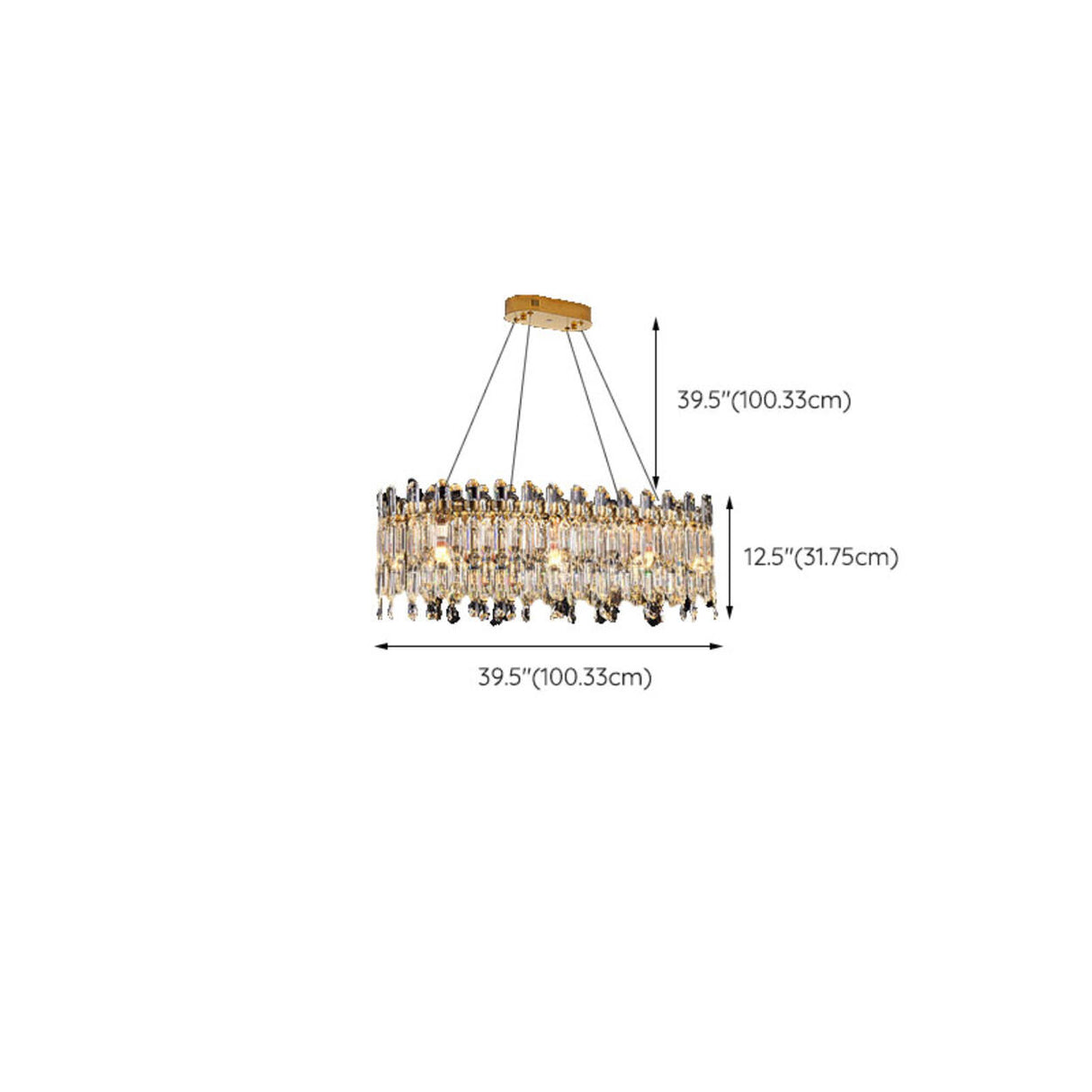 Luxurious Gold Crystal Adjustable Height Chandelier Image - 25