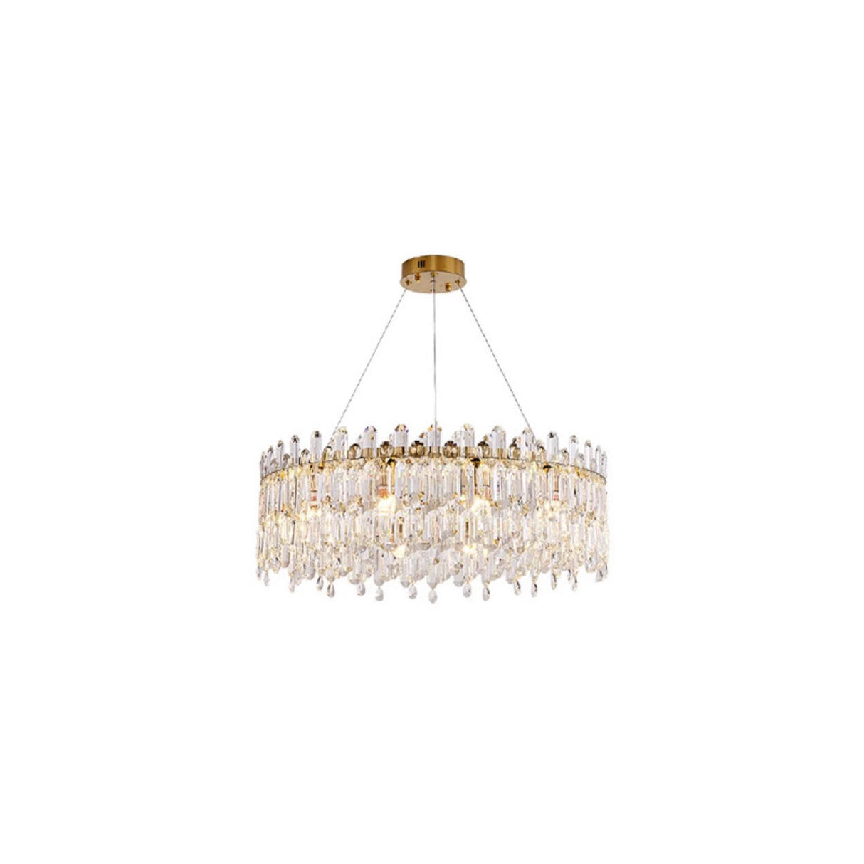 Luxurious Gold Crystal Adjustable Height Chandelier Image - 5