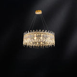 Luxurious Gold Crystal Adjustable Height Chandelier Image - 6