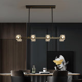 Luxurious Gold Crystal Square Island Pendant Light Image - 2