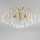 Luxurious Gold Flush Mount Crystal Chandelier Image - 12