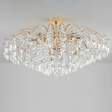 Luxurious Gold Flush Mount Crystal Chandelier Image - 14