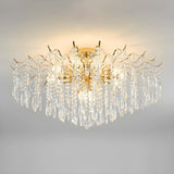 Luxurious Gold Flush Mount Crystal Chandelier Image - 15