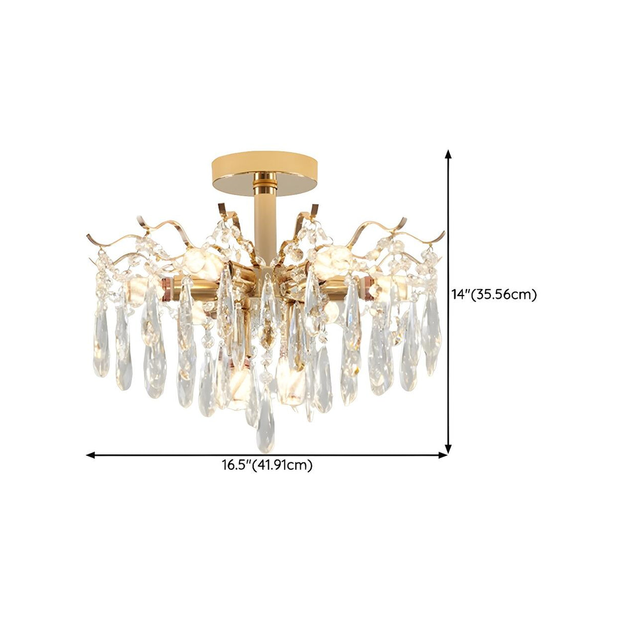 Luxurious Gold Flush Mount Crystal Chandelier 