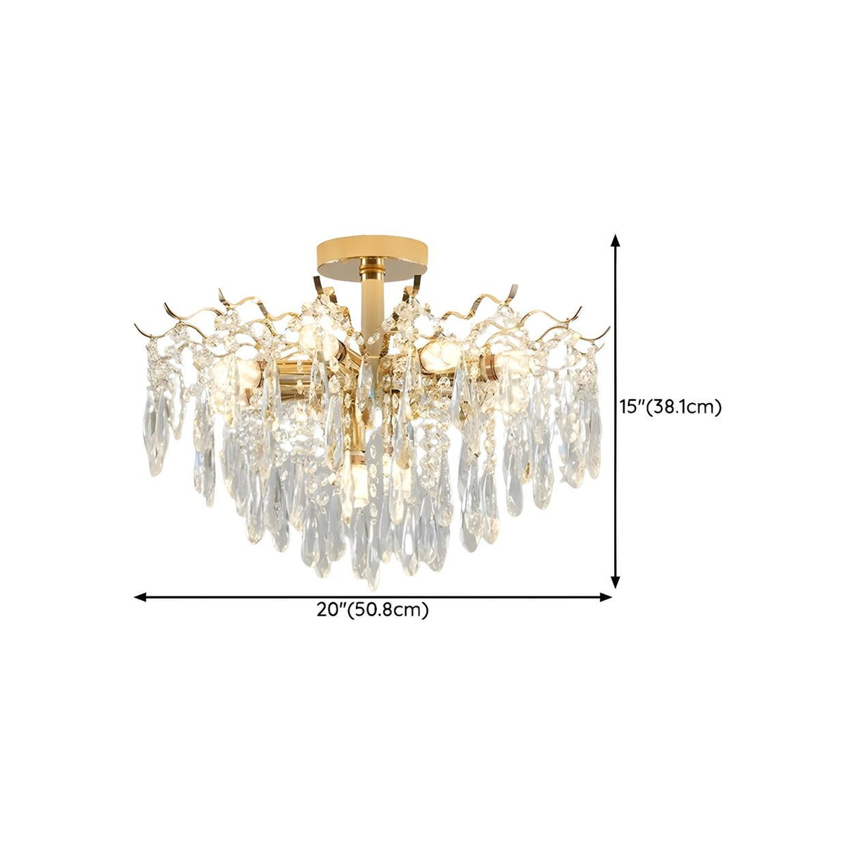 Luxurious Gold Flush Mount Crystal Chandelier Image - 26