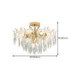 Luxurious Gold Flush Mount Crystal Chandelier Image - 26