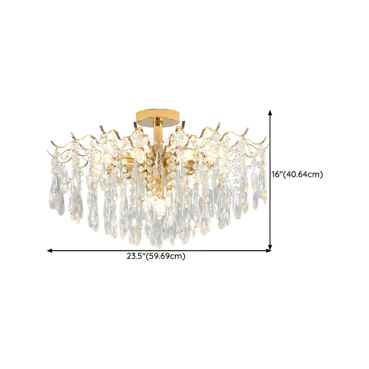 Luxurious Gold Flush Mount Crystal Chandelier Image - 28