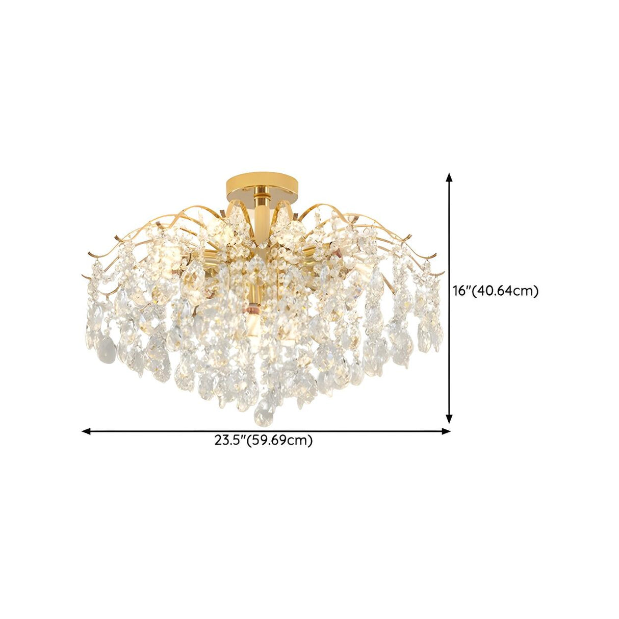 Luxurious Gold Flush Mount Crystal Chandelier Image - 29