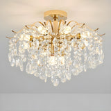 Luxurious Gold Flush Mount Crystal Chandelier Image - 3