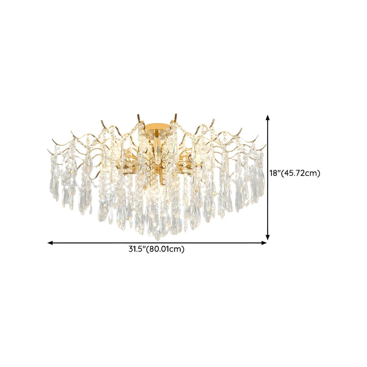 Luxurious Gold Flush Mount Crystal Chandelier Image - 30