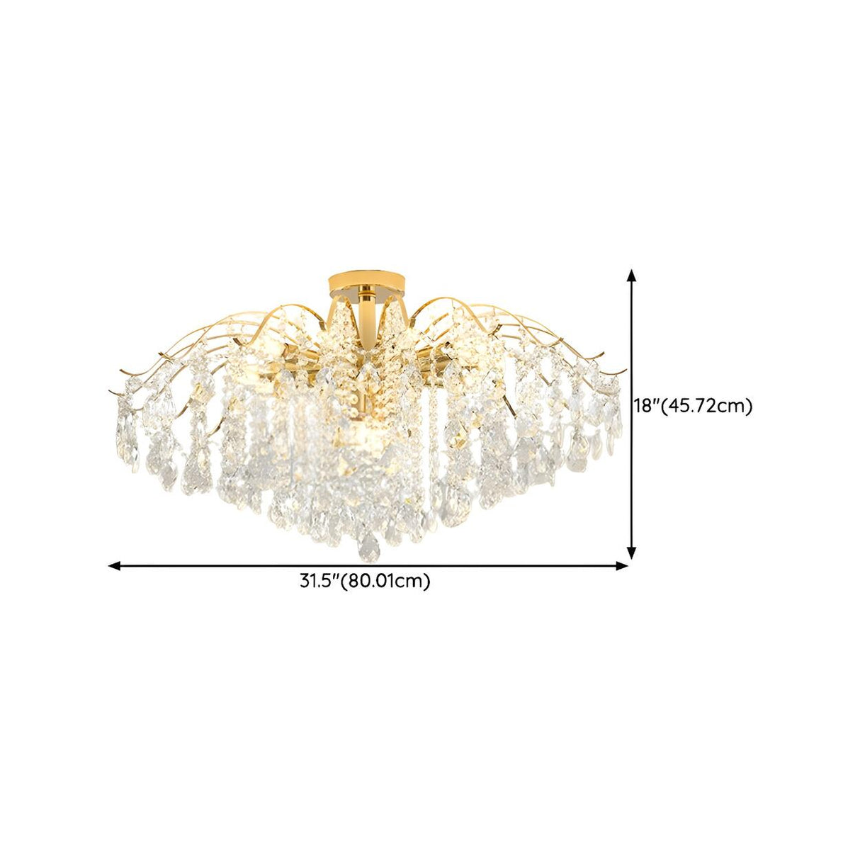 Luxurious Gold Flush Mount Crystal Chandelier Image - 31