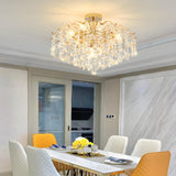 Luxurious Gold Flush Mount Crystal Chandelier Image - 4