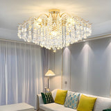 Luxurious Gold Flush Mount Crystal Chandelier Image - 5