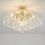 Luxurious Gold Flush Mount Crystal Chandelier Image - 6