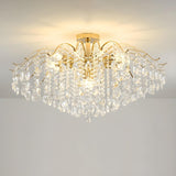 Luxurious Gold Flush Mount Crystal Chandelier Image - 7