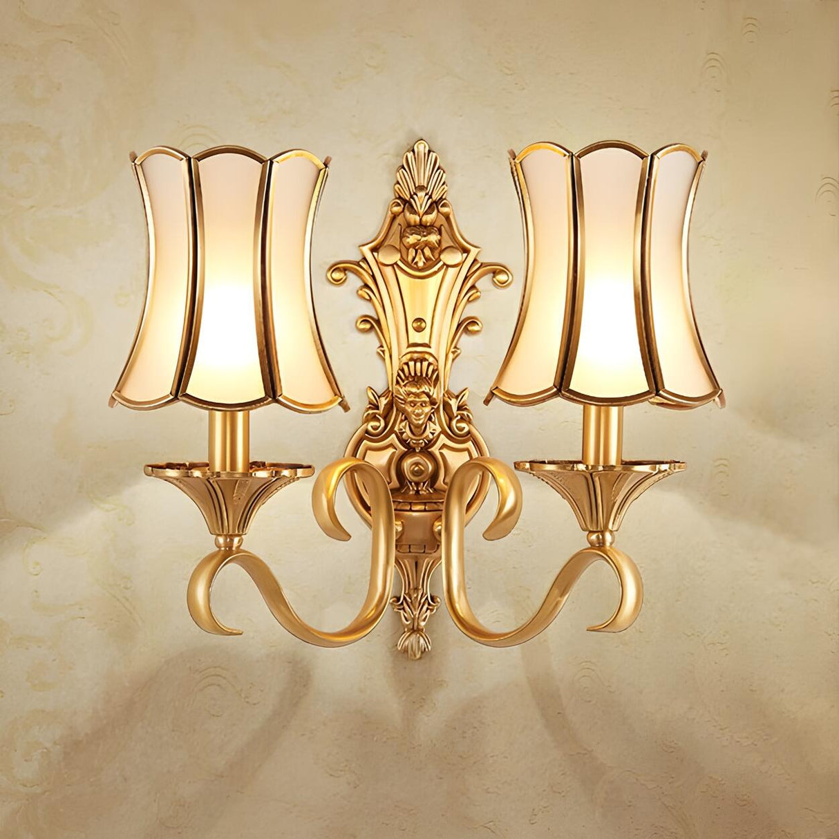 Luxurious Gold Geometric Frosted Glass Wall Sconce Image - 6