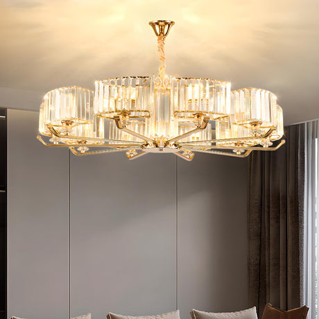 Luxurious Gold Ring Round Crystal Chandelier Image - 1