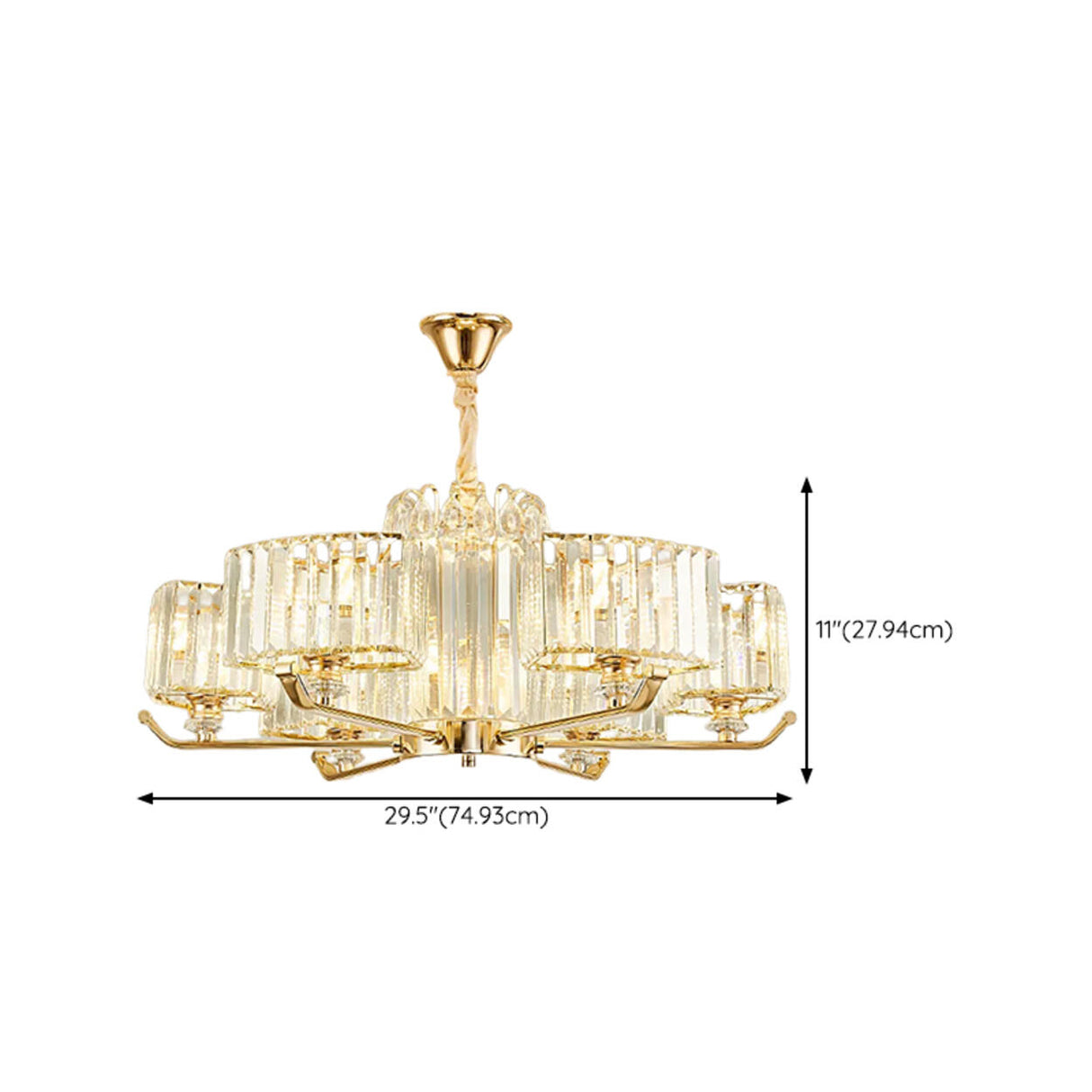 Luxurious Gold Ring Round Crystal Chandelier 