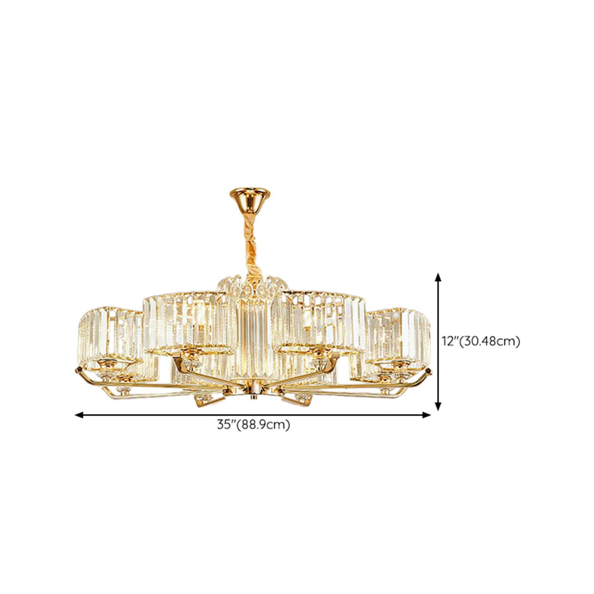 Luxurious Gold Ring Round Crystal Chandelier Image - 16