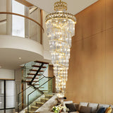 Luxurious Gold Spiral Crystal High Ceiling Chandelier Image - 11